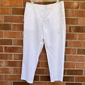 Eilleen Fisher White ankle organic linen pants